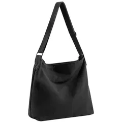 ブラック [HOMIEE] トートバッグ レディース キャンバス バック 大容量 メンズ 軽い ショルダーバッグ 2way 大人 帆布 A4 ママバッグ マザーズバッグ 肩掛け 無地 ファスナー付き カジュアル 通勤 通学 プレゼント