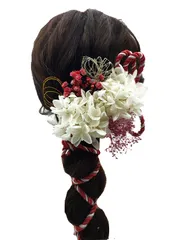 ブライダル 結婚式 ウエディング ヘッドアクセサリー ヘッドドレス 袴 花 振袖 着物 花嫁 浴衣 和装 和風 ロープアレンジ 紐アレンジ 卒業式 花飾り 髪飾り 成人式 造花 ドライフラワー 七五三 [JZOON]