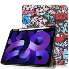 2024 iPad Air 11インチ ケース Apple Pencil 充電収納対応 iPad Air 第4世代 第5世代 カバー 柄物 イラスト 印刷 プリント iPad Air4 iPad Air5 10.9インチ レザーケース TPU ペン収納 三つ折