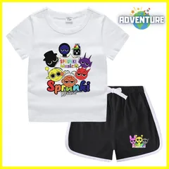 スプランキー sprunki 半袖Tシャツ トップス セットアップ上下セット夏パジャマ インクレディブル ゲーム 110 120 130 140 150 子供服キッズ服 spsuc3 FR