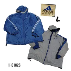 90s 00sアディダスリバーシブルジャンパージャケットブルゾンLブルー   hh01026