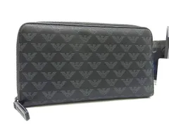 ■新品■未使用■ EMPORIO ARMANI エンポリオアルマーニ レザー ラウンドファスナー 長財布 ウォレット ブラック系 FC5969のサムネイル