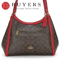 【中古】 コーチ ショルダーバッグ C6232 シグネチャー レッド ダークブラウン ゴールド金具 肩掛け 普段使い レディース 女性 COACH