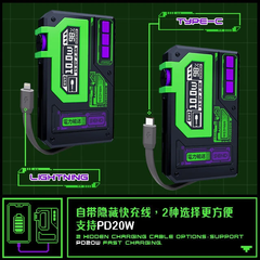 Green Powerbank:Retro Display&Fun Features ポータブル充電器