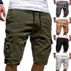ハーフパンツ メンズ 5分丈 カーゴパンツ ゴムウエスト ショートパンツ 大きいサイズ 半ズボン ビッグシルエット ゆったり 通気 吸汗ZYL522