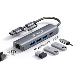 【2024高機能版】 USBハブ 5-in-1 USBタイプCハブ ドッキング変換アダプター [ 1Gbpsイーサネット/ Type-C/ 3X USB 3.0] MacBook Pro Air/iPad Pro/Galaxy S20 / note 20  1