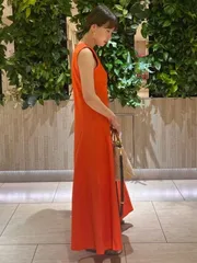 【新品タグ付】ZARA ザラ　ミディワンピース　スカート　オレンジ　S ロング