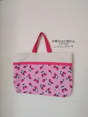 レッスンバッグ⟡.·*.  31×45    いちご  リボン   可愛い   おけいこバッグ   通園バッグ   通学バッグ