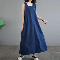 ロングワンピース ジャンパースカート 重ね着 ノースリブ デニム オフィス通勤 大きいサイズ 無地 カジュアル シンプル 普段着 日常 レディースファッション 20代 30代 40代 50代 60代 ワンピスター 6qEI608