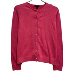 LANDS'END ニット セーター カーディガン コットン混 レディース L ピンク ランズエンド ボタン シンプル 古着卸 アメリカ仕入 a612-6490