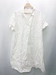 ◇ ⊂ GU ジーユー 半袖 ロング丈 ワンピース サイズL ホワイト レディース E  【1409100044379】