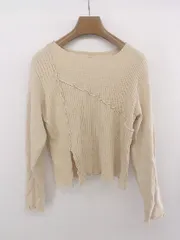 ◇ Kastane カスタネ フロントスリット 長袖 ニット カットソー サイズF ベージュ系 レディース メンズ P  【1303310009244】