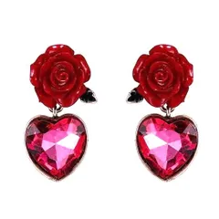 ローズ ハート レディース 薔薇 ピンク ピアス フラワー 花 バラ 植物 はな