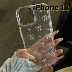 【SHOPS】iPhone13 スマホケース リボン クリア シンプル 軽量 おしゃれ かわいい 透明 E048