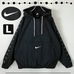 NIKE ナイキ★アノラックパーカー/ウーブンナイロン/プルオーバーパーカー★マフポケット刺繍ロゴ★サイドロゴテープ★バックビッグスウッシュ★メンズL   #2505M046