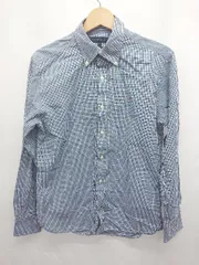 ◇ ◎ Θ TOMMY HILFIGER ギンガムチェック柄 ボタンダウン 長袖 シャツ サイズS ブルー ホワイト メンズ E  【1506180013063】