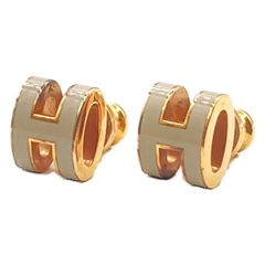エルメス(HERMES) ポップアッシュ ミニ ピアス マロングラッセ ラッカーメタル ゴールド金具 中古 レディース アクセサリー ピアス