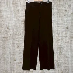 GU ジーユー　レディース　パンツ　ワイドパンツ　ストレートパンツ　スラックスパンツ　フルレングス　バックウエストゴム　無地　ブラウン　Lサイズ　ゆったり　オフィスカジュアル　通勤　シンプル　きれいめ　着回し　s470h390