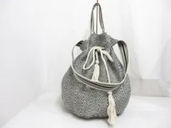 ゴア goa 2WAY ショルダー トート バッグ 巾着 麻 リネン バッグ 白 黒 裏地付きのサムネイル