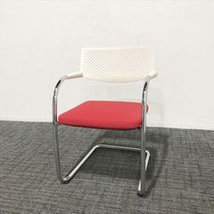 ② オカムラ 8145 ミーティングチェア カンチレバー脚 8145AA 赤 