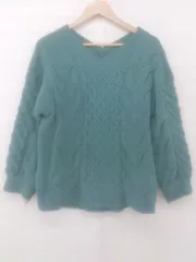 ◇ AZUL BY MOUSSY アズールバイマウジー モール ニット Vネック 長袖 セーター サイズF グリーン レディース E  【1305220003176】