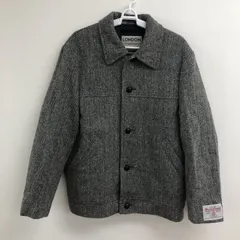 【Harris Tweed】ハリスツイード　アウター　ジャケット　コート　黒系　Mサイズ　ウール100％　イングランド製