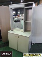  （中古）（一部地域送料無料）（お客様組立て）内田洋行 ミラーユニット オフィスドレッサー ハニカムロッカー ライトグレー F-NA-376-0419A