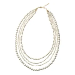 【ホワイト×ワンサイズ】[Cream dot. クリームドット公式] ネックレス レディース 小粒 パール 4連 ボリューム 上品 結婚式 お呼ばれ ドレス シンプル カジュアル フォーマル シック 小物 ギフト 大人 ショート 女性 入学式 入園式 