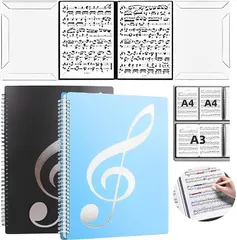 MIMIA 楽譜ファイル 2冊セット 4面 6ページ 見開き 作曲 譜面 レッスン 6枚収納 A4 書込み 楽譜ホルダー 演奏会 発表会 譜めくり不要 反射しない ピアノ 伴奏(ブラック＋ブルー)
