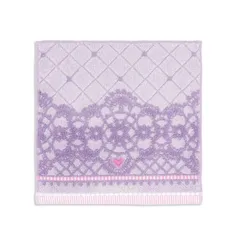 【新着商品】STUART) ドーリーレース タオルハンカチ パープル ジルスチュアート(JILL フルフィーコットン 無撚糸 58-1760070 約25×25cm