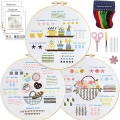 East Leaf 刺繍キット 手芸キット クロスステッチ 初心者 8点セット 入門 練習 手作り DIY 簡単(花)