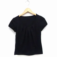 コムサデモード COMME CA DU MODE カットソー Tシャツ パフスリーブ 半袖 Uネック 無地 コットン 綿 S ブラック 黒 /FT23