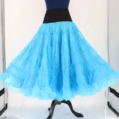 【美品 社交ダンス衣装】スカート Mサイズ 黒 水色 ブラック ライトブルー バイカラー シンプル 無地 フェミニン クラシカル シック エレガント ボリューム かわいい 可愛い キュート お買い得 安い おすすめ 鮮やか