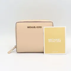 説明書付 良品 マイケルコース ベージュカラー レザー ゴールド金具 折り財布 レディース 2000000 NSK OMI