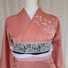 OB.133　着物 おしゃれ着こなし　帯飾り　成人式　前撮り　卒業式　袴　浴衣　黒・白シルバー・白　フリル