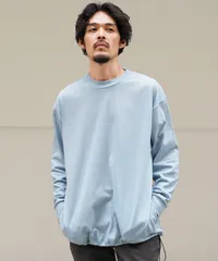 新品 未使用 JIGGYS SHOP(ジギーズショップ)TECH DRAWSTRING　ロンT サイドポケット付 ルーズシルエット 217424 ライトアッシュブルー