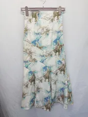 ◇ ⊂ RESEXXY リゼクシー ニュアンス ロング マーメイド スカート サイズF ホワイト ブルー マルチ レディース E  【1506110006509】