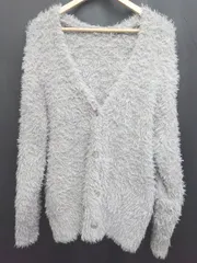 ◇ ⊇ one after another NICE CLAUP シャギー 長袖 ニット カーディガン サイズF グレー系 レディース P  【1407100015689】