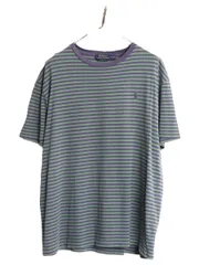 【お得なクーポン配布中!】 ポロ ラルフローレン ボーダー 半袖 Tシャツ メンズ L /  ボーダーT コットン ワンポイント 2トーン シングルステッチ クルーネック 紫 緑