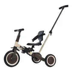子供用三輪車 4in1 ベージュ×ブラウン 三輪車のりもの押し棒付き 自転車 yew4