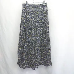 ◇ Θ AMERICAN HOLIC ウエストゴム 花柄 ロング丈 フレア スカート サイズF ネイビー マルチカラー レディース E  【1502060028066】