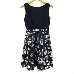 ジルスチュアート 切替ワンピース トップス ノースリーブ 花柄 レディース Sサイズ 紺×白 JILLSTUART 【中古】