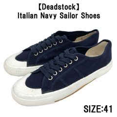 【Deadstock】Italian Navy Sailor Shoes イタリア海軍 セーラー デッキシューズ キャンバススニーカー サイズ：41 ネイビー デッドストック
