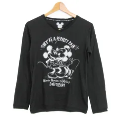 ディズニー スウェット トレーナー 長袖 ミッキーマウス ミニー ブランド トップス 黒 レディース Lサイズ ブラック Disney 【中古】