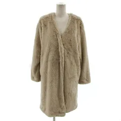 グローバルワーク GLOBAL WORK コート ノーカラー ロング ファー ベージュ系 ベージュブラウン M