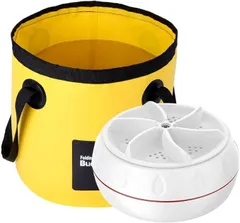 【未使用】小型洗濯機 バケツ型イエロー セット小型 ポータブル洗濯機 usb 超音波 コンパクト 折りたたみ 出張 旅行 一人暮らし アウトドア ペット 介護 防災