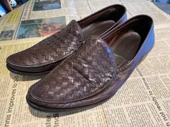 ■BOTTEGA VENETA ボッテガ イントレチャート レザー 401/2 メンズ ローファー 靴⑤■