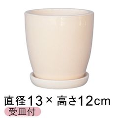 【新品】直径13cm アステアトール 植木鉢 おしゃれ クリーム フリット釉薬 受皿付 室内 屋内 多肉植物 観葉植物 小さい鉢