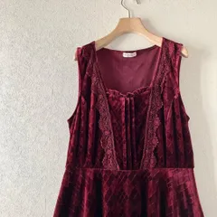 y2k フェアリーグランジ ベロア調　ノースリーブ ワンピース アーガイル柄 ボルドー系　00s　平成ギャル　平成レトロ　姫系 姫ギャル 韓流 森ガール #レエコア