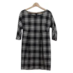 IENA(イエナ) ワンピース サイズ36 S レディース美品  - 黒×白 七分袖/ひざ丈/チェック柄